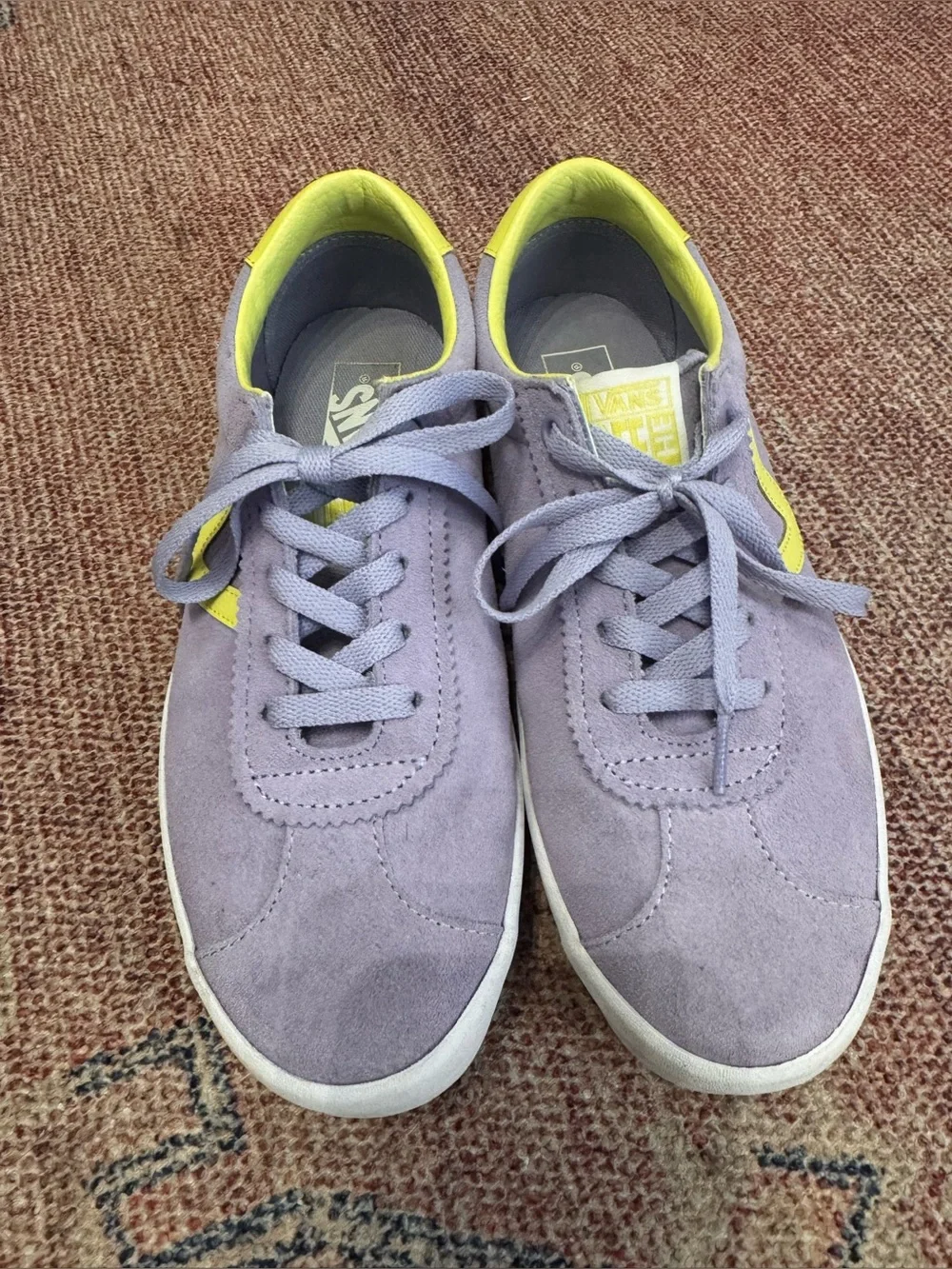 Vans sport low suede sneaker caramella lavender and neon green  size 7.5 women
